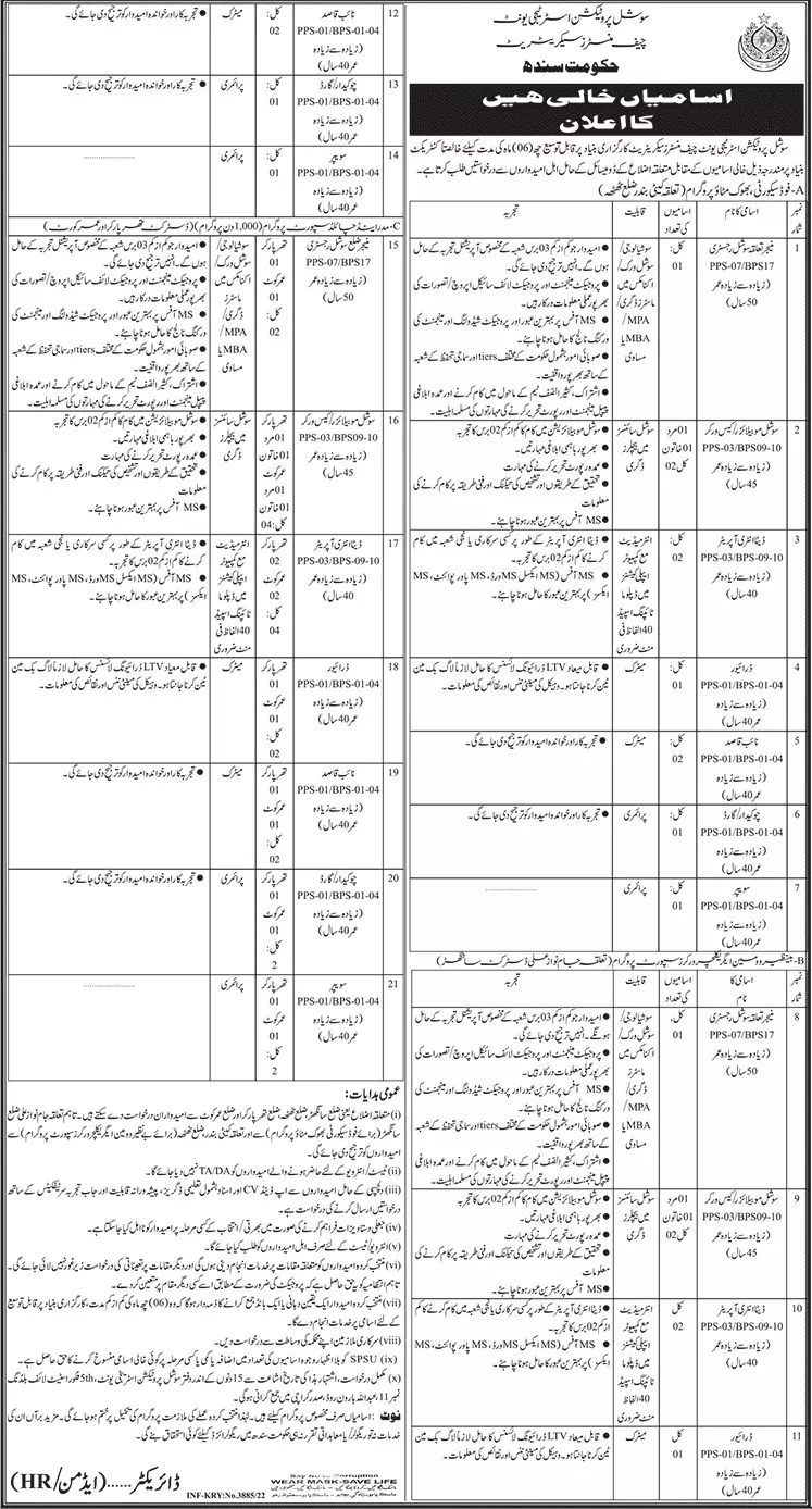 Sindh Social Protection Strategy Unit Jobs 2022 Jobs 2022 — original advertisement