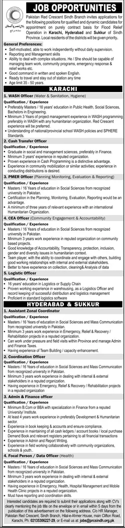 Jobs in Pakistan Red Crescent Society PRCS Jobs 2022 — original advertisement