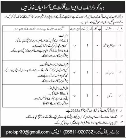 Headquater FCNA Gilgit Jobs 2022 – Pakistan Army Jobs 2022 — original advertisement