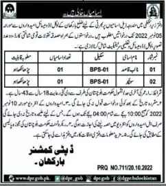 Deputy Commissioner Barkhan Jobs 2022 Jobs 2022 — original advertisement