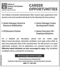 IBA Karachi Institute of Business Administration Jobs 2022 Jobs 2022 — original advertisement