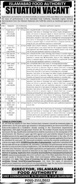 Islamabad Food Authority Jobs 2022 – Punjab Food Authority Jobs 2022 — original advertisement