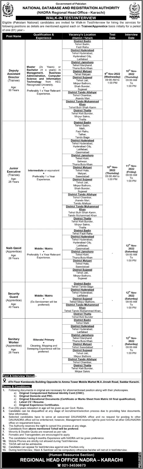 National Database & Registration Authority karachi Jobs 2022 – National Database and Registration Authority Jobs 2022 — original advertisement