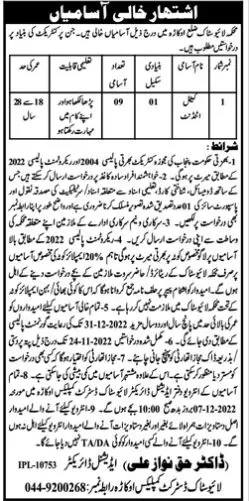 Punjab Livestock and Dairy Development Okara Jobs 2022 – Livestock and Dairy Development Department Punjab Jobs 2022 — original advertisement