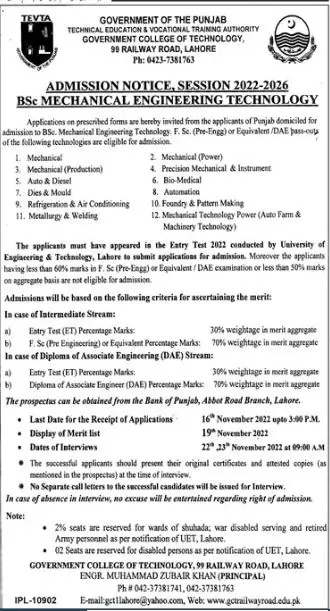 Technical Education & Vocational Training Authority Jobs – Technical Education & Vocational Training Authority TEVTA Punjab Jobs 2022 — original advertisement