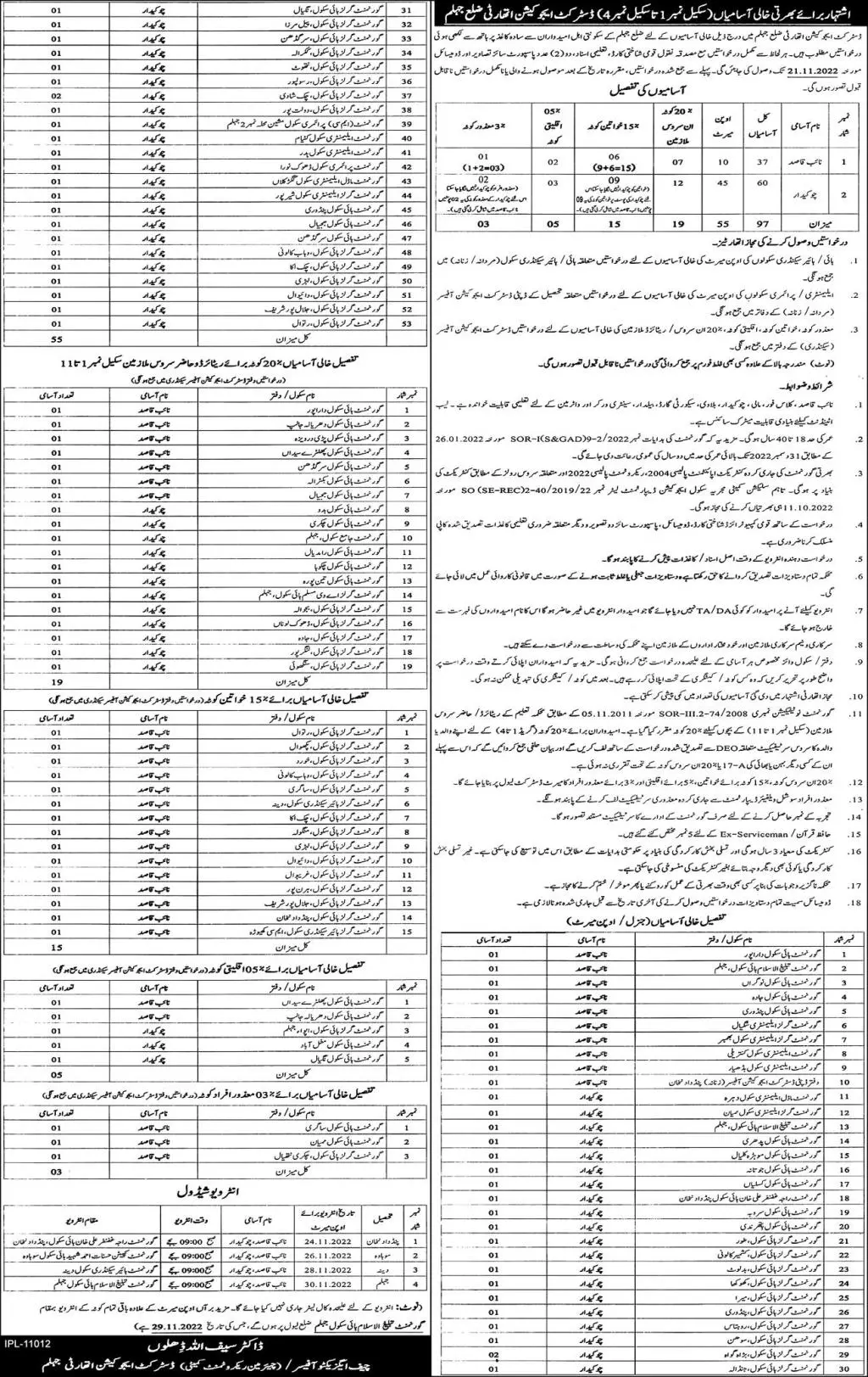 District Education Authority DEA Jhelum Jobs 202 – Education School Department Punjab Jobs 2022 — original advertisement