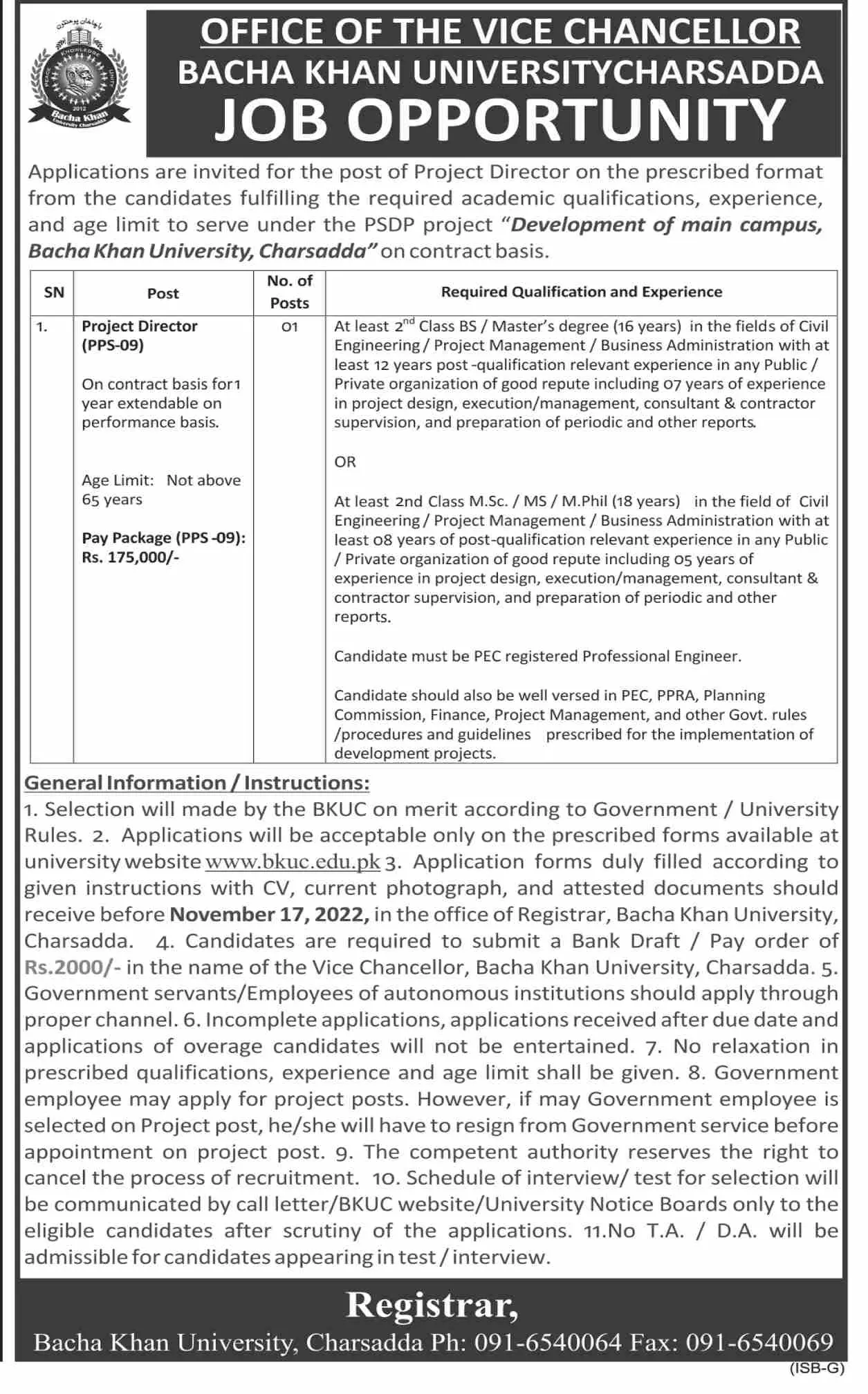 Bacha Khan University Charsadda Jobs 2022 – Bacha Khan University Charsada Jobs 2022 — original advertisement