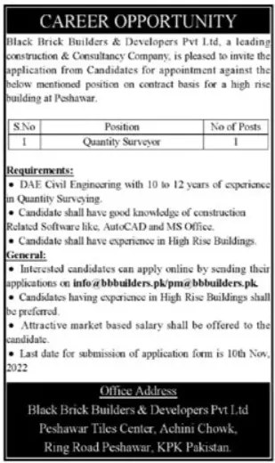 Black Brick Builders and Developers Pvt Ltd Jobs 2022 – Private Company Jobs 2022 — original advertisement