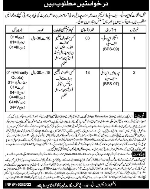 Forest department khyber Pakhtunkhwa Jobs 2022 Jobs 2022 — original advertisement