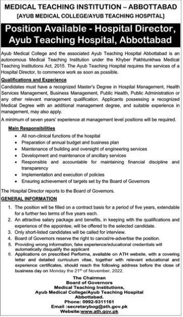 Medical Teaching Institution MTI Abbottabad Jobs 2022 – Medical Teaching Institution MTI DI Khan Jobs 2022 — original advertisement