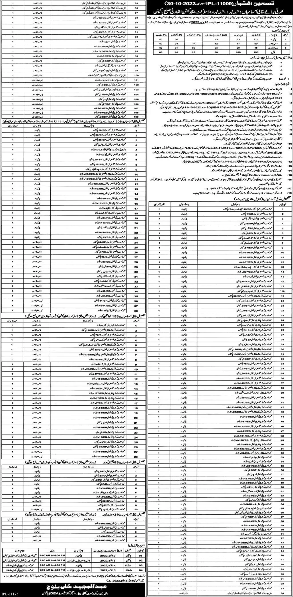 District Education Authority Pakpattan Jobs 2022 – Education School Department Punjab Jobs 2022 — original advertisement