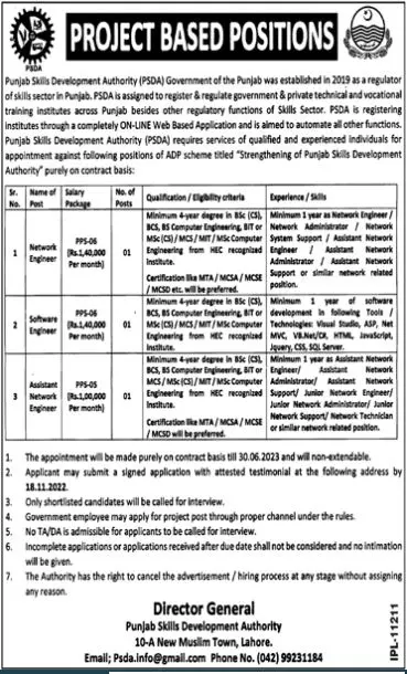 Public Skills Development Authority Jobs 2022 – Punjab Skills Development Fund Jobs 2022 — original advertisement