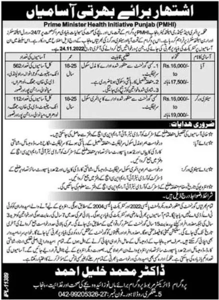 Primary and Secondary Healthcare Department Punjab Jobs 2022 – Health Department Punjab Jobs 2022 — original advertisement