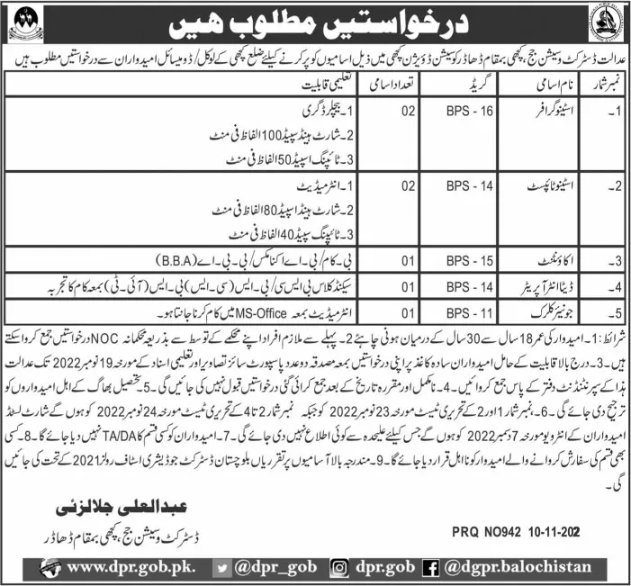 District and Session judge Dahadar Jobs 2022 – District & Session Judge Jobs 2022 — original advertisement