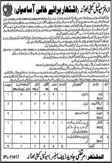 Municipal Committee Bhawana Jobs 2022 – Muncipal Commette Jobs 2022 — original advertisement