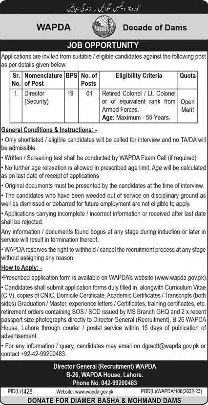 Water and Power Development Authority Wapda Jobs 2022 Jobs 2022 — original advertisement