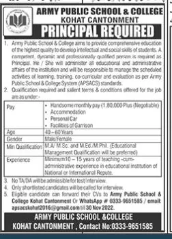 Army Public School & College Kohat Cantonment Jobs 2022 – Army Public School & College Paksitan Jobs 2022 — original advertisement