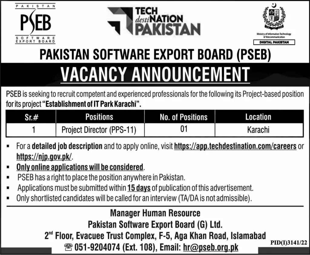 Pakistan Software Export Board Jobs 2022 Jobs 2022 — original advertisement