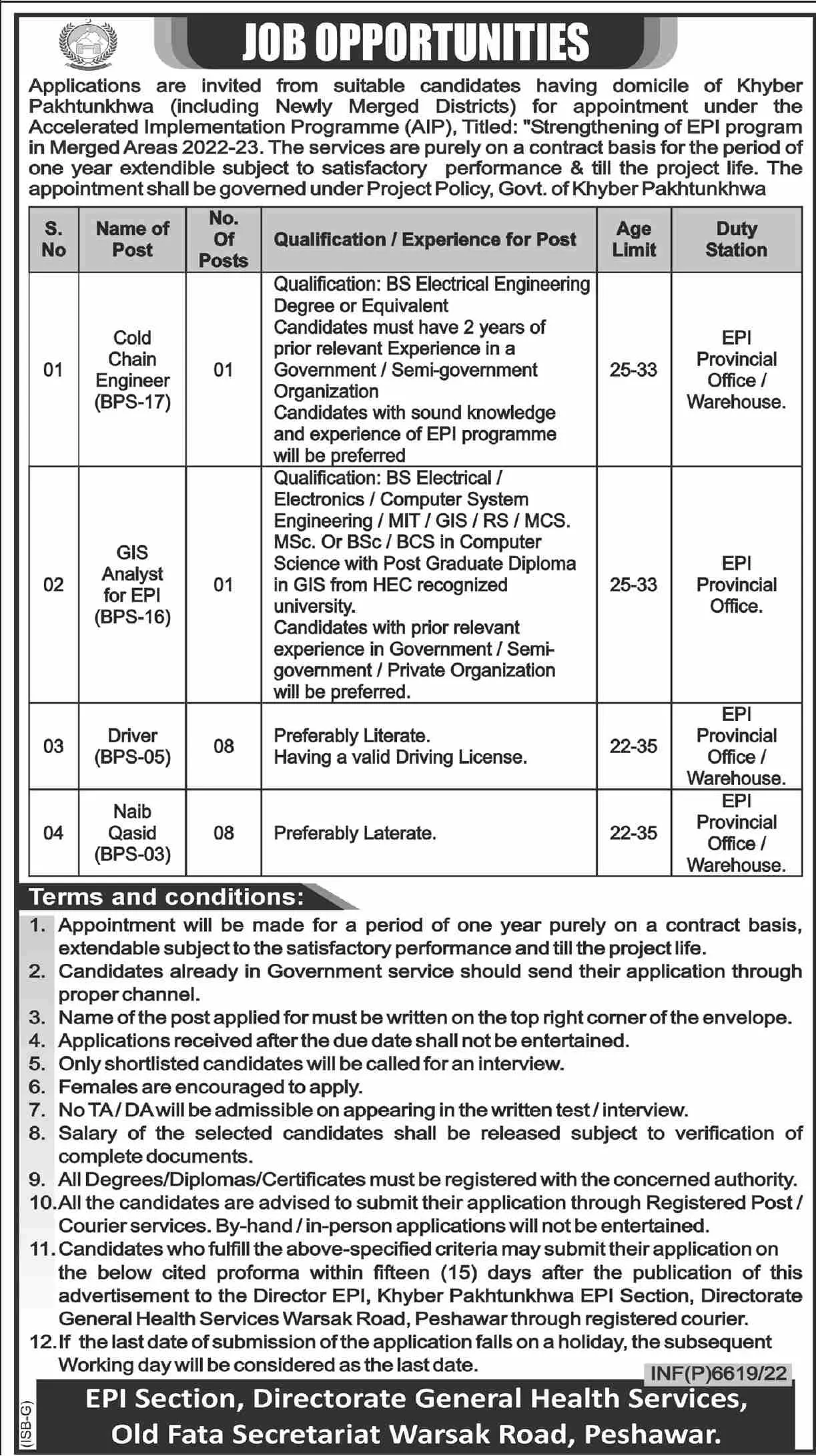 EPI Health Department Kpk Jobs 2022 Jobs 2022 — original advertisement