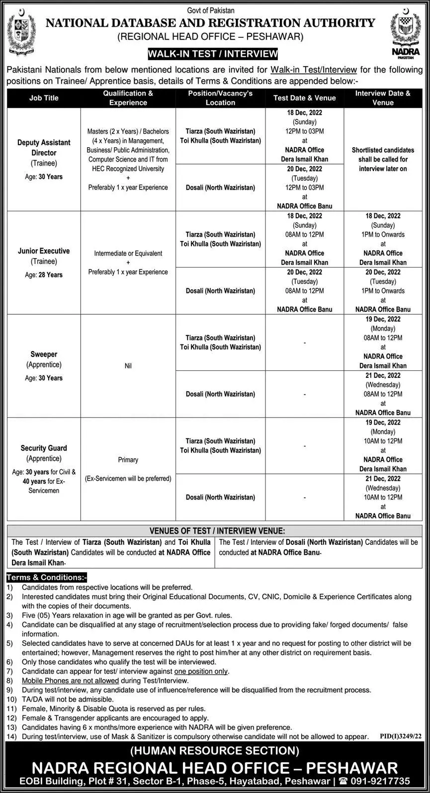 National Database & Registration Authority Jobs 2022 – National Database and Registration Authority Jobs 2022 — original advertisement