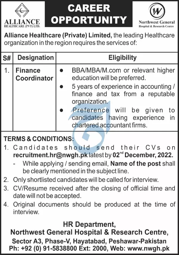 Alliance Healthcare Private Limited Jobs 2022 – Health Department KPK Jobs 2022 — original advertisement