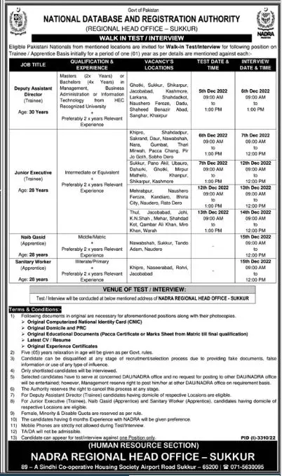 National Data Base and Registration Authority Jobs 2022 – National Database and Registration Authority Jobs 2022 — original advertisement