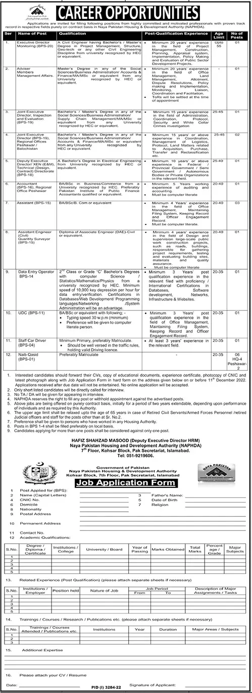 Naya Pakistan Housing & Development Authority Jobs 2022 Jobs 2022 — original advertisement