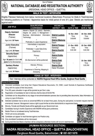 National Date Base And Registration Authority Jobs 2022 – National Database and Registration Authority Jobs 2022 — original advertisement
