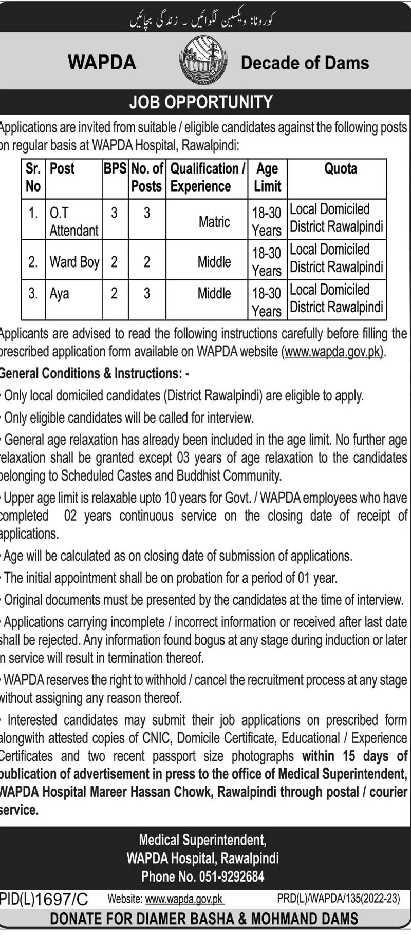 Water and Power Development Authority WAPDA Jobs 2022 Jobs 2022 — original advertisement
