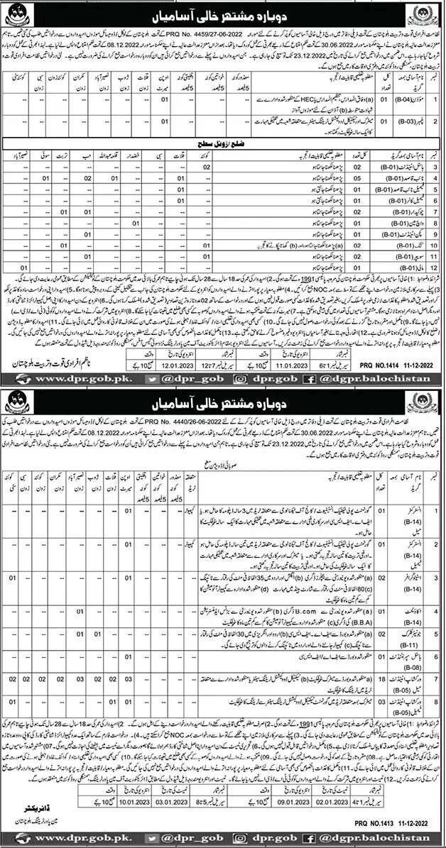 Directorate of Manpower Training Balochistan Jobs 2022 – Labour and Manpower Department Balochistan Jobs 2022 — original advertisement