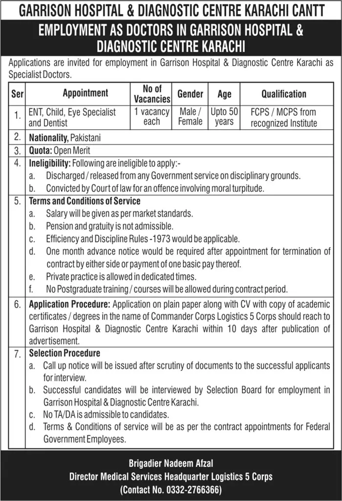 Garrison Hospital & Diagnostic Centre Karachi Jobs 2022 Jobs 2022 — original advertisement