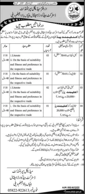 Health Department Azad Jammu Kashmir Jobs 2022 Jobs 2022 — original advertisement