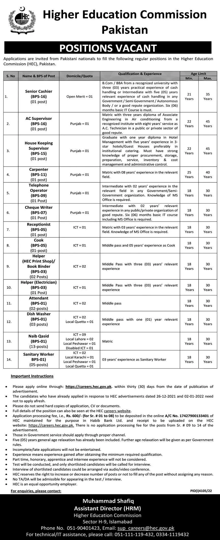 Higher Education Commission Islamabad Jobs 2023 Jobs 2023 — original advertisement