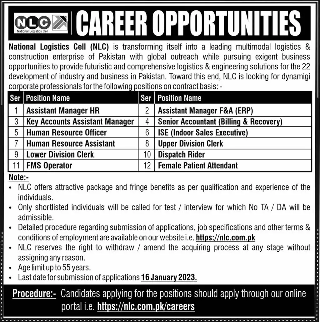 National Logistic Cell Rawalpindi Jobs 2023 Jobs 2023 — original advertisement