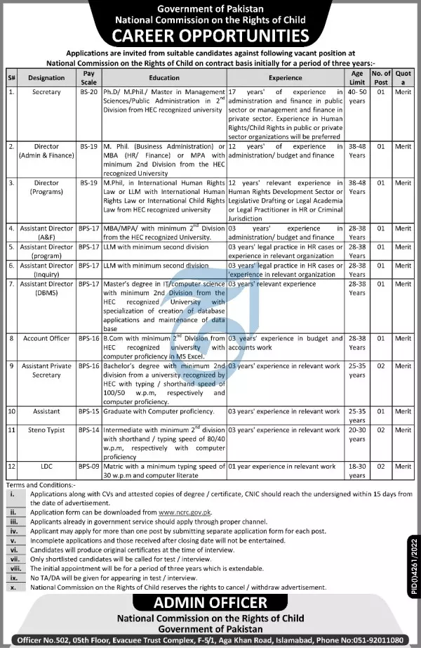 National Commission on Rights of Child Islamabad Jobs 2023 – International Committee of the Red Cross (ICRC) Jobs 2023 — original advertisement