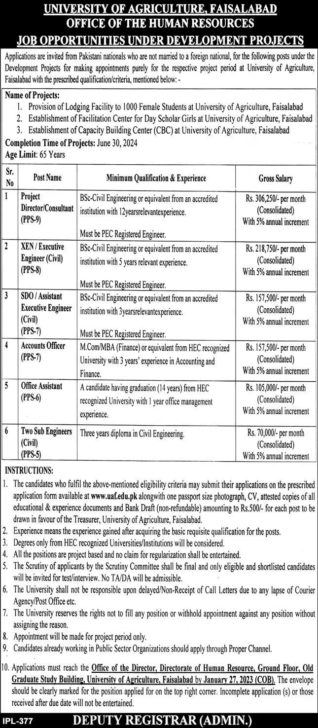 University of Agriculture Faisalabad Jobs 2023 Jobs 2023 — original advertisement