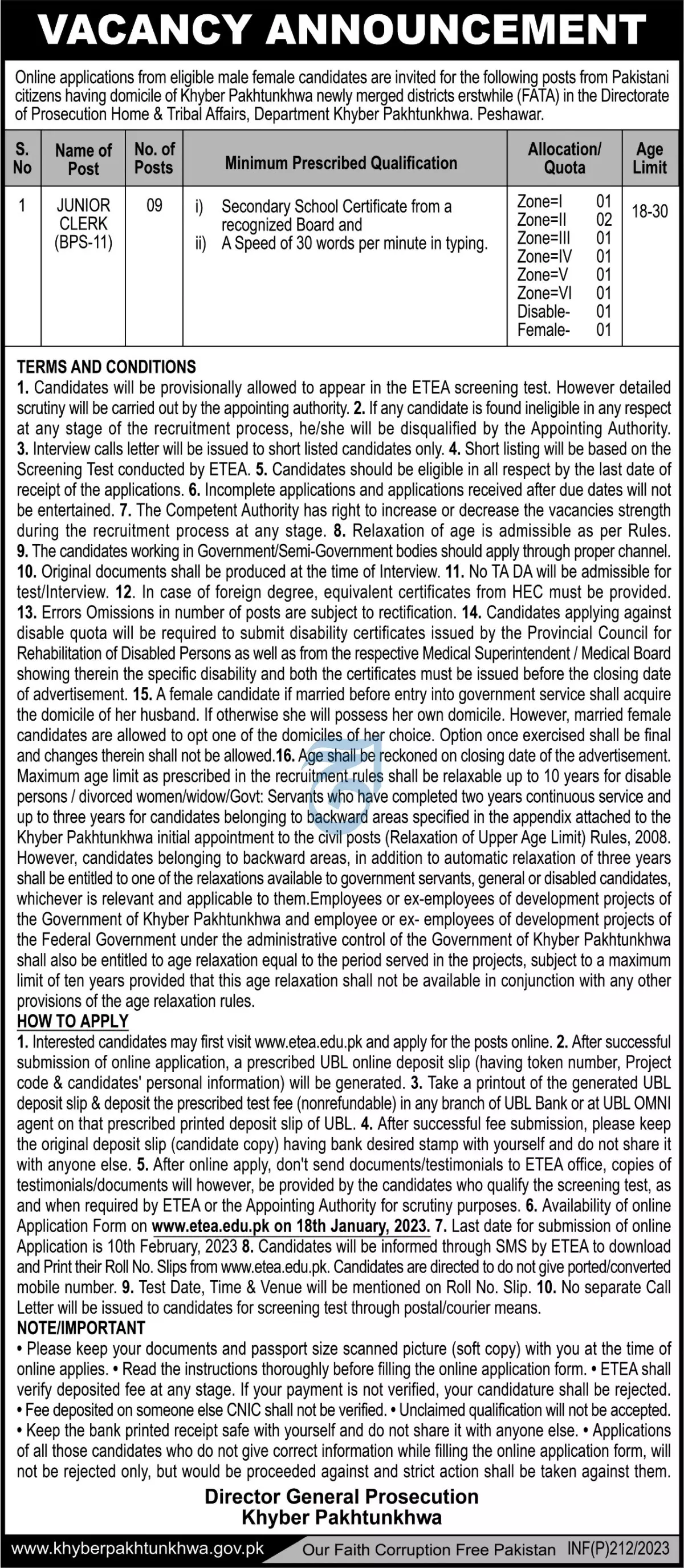 Home & Tribal affairs Department khyber Pakhtunkhwa Jobs – Home  & Tribal Affairs Department KPK Jobs 2023 — original advertisement