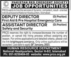 Pakistan Red Crescent Society Islamabad Jobs 2023 Jobs 2023 — original advertisement
