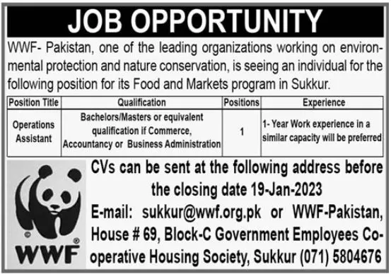 World wide Fund WWF Sukkur Jobs 2023 – World Wide Fund WWF Pakistan Jobs 2023 — original advertisement