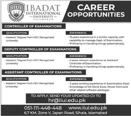 Ibadat International University Islamabad Jobs 2023 Jobs 2023 — original advertisement