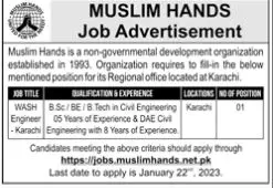Muslim Hands Karachi Jobs 2023 Jobs 2023 — original advertisement