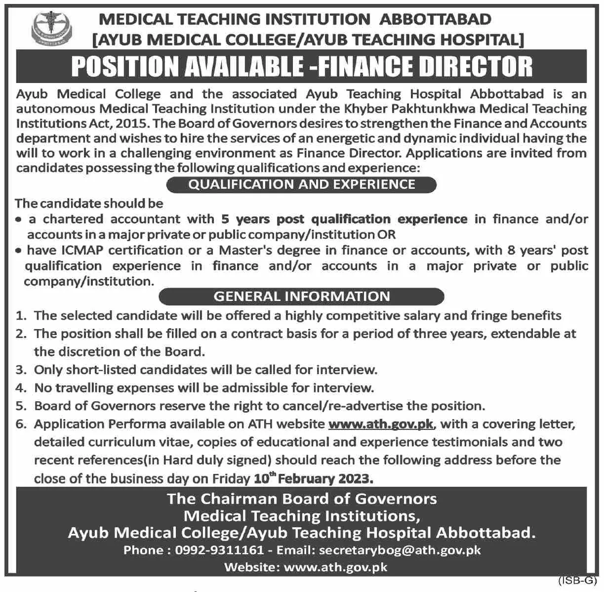 Medical Teaching Institute Abbottabad Jobs 2023 – Medical Teaching Institution Bannu Jobs 2023 — original advertisement