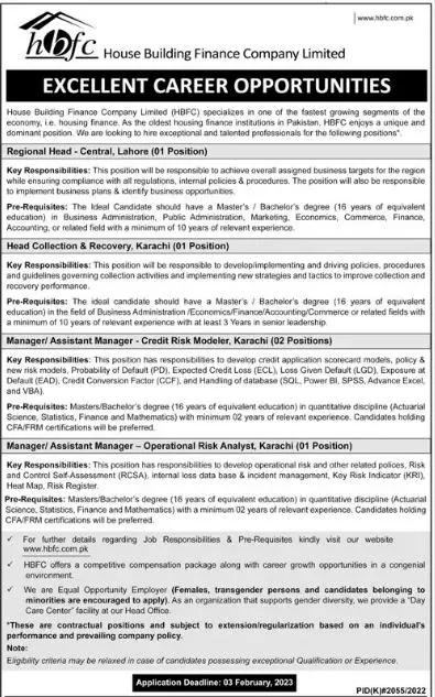 House Building Finance Company Limited Jobs 2023 – House Building Finance Company Ltd Jobs 2023 — original advertisement