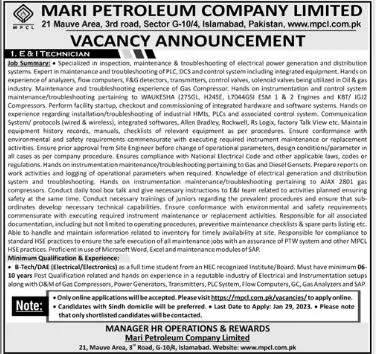 Mari Petroleum Comapny Limited Jobs 2023 – Private Company Jobs 2023 — original advertisement