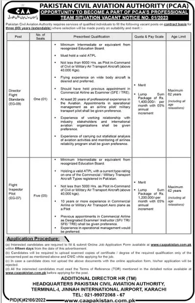 Pakistan Civil Aviation authority PCCA Jobs 2023 – Pakistan Civil Aviation Authority (CAA) Jobs 2023 — original advertisement