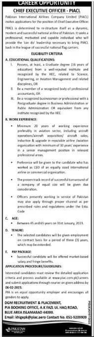 Pakistan International Airlines Company Limited Jobs 2023 – Pakistan International Private Limited Jobs 2023 — original advertisement