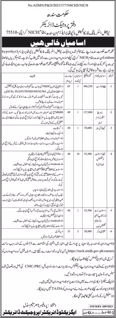 Health Department Sindh Jobs 2023 Jobs 2023 — original advertisement