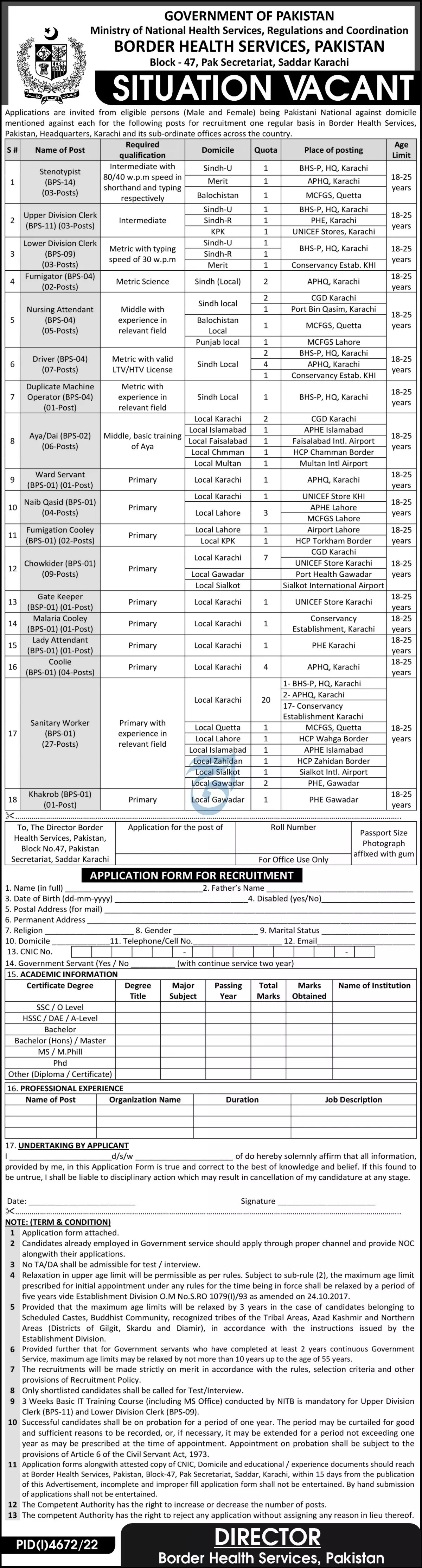Ministry of National Health Services Regulation Jobs 2023 – Ministry of National Health Services Regulation and Coordination Jobs 2023 — original advertisement