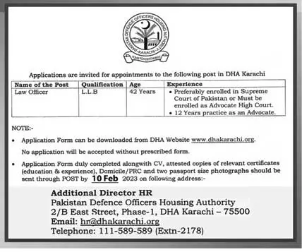 Defence housing Authority Karachi DHA Jobs 2023 Jobs 2023 — original advertisement