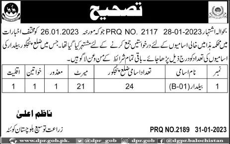 Extension Agriculture Department of Makran Division Jobs – Agriculture Department Balochistan Jobs 2023 — original advertisement